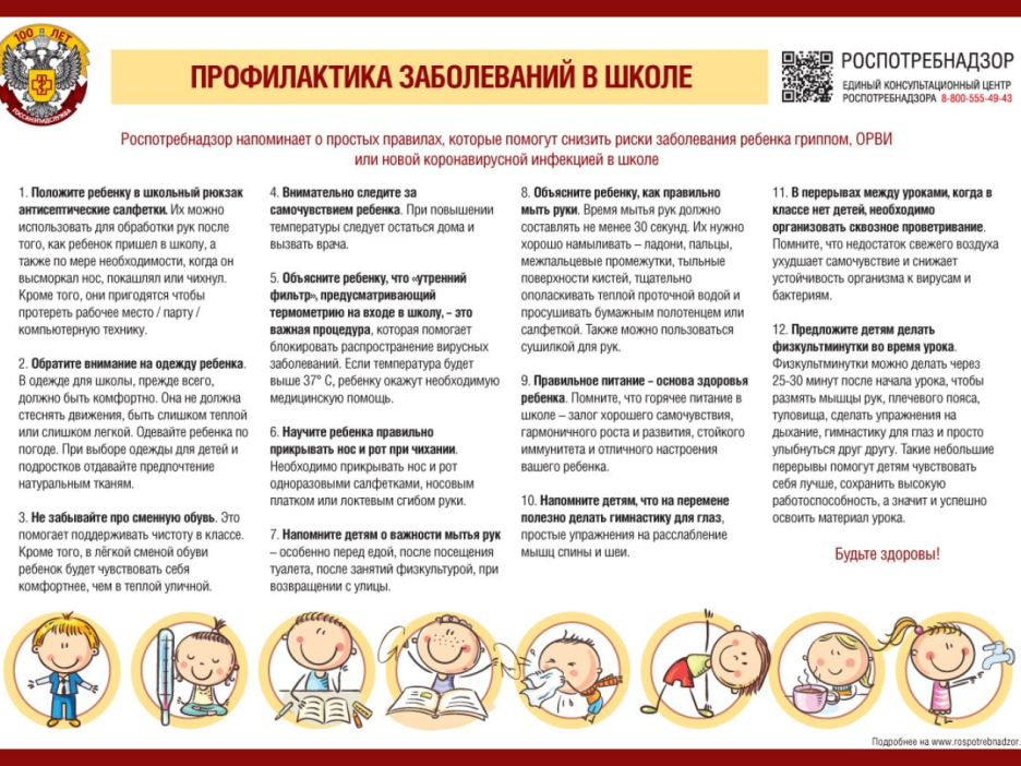 Памятка от Роспотребнадзора "Профилактика заболеваний в школе".